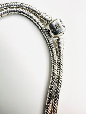 Pandora Moments Necklace Barrel Clasp, Snake Chain - 925 ALE Sterling Silver 16”